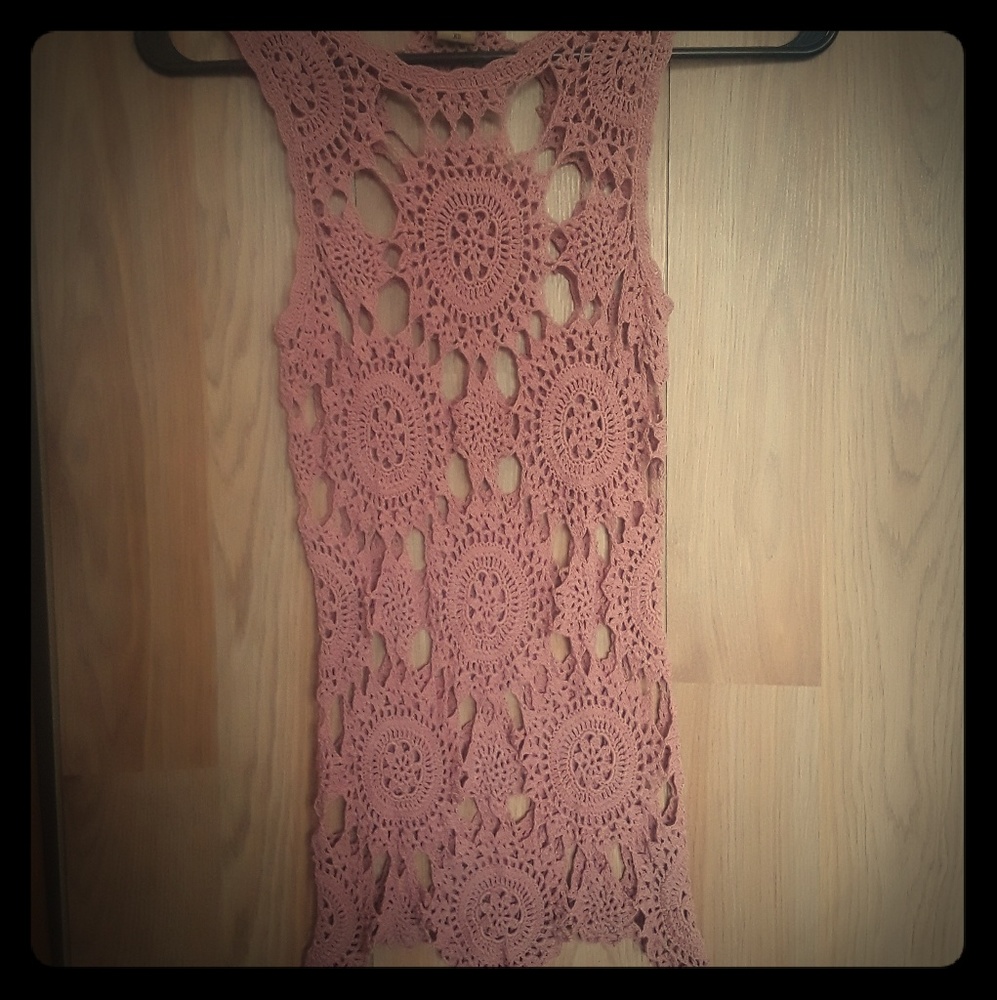 Arden B. Crocheted Dusty Rose color Top